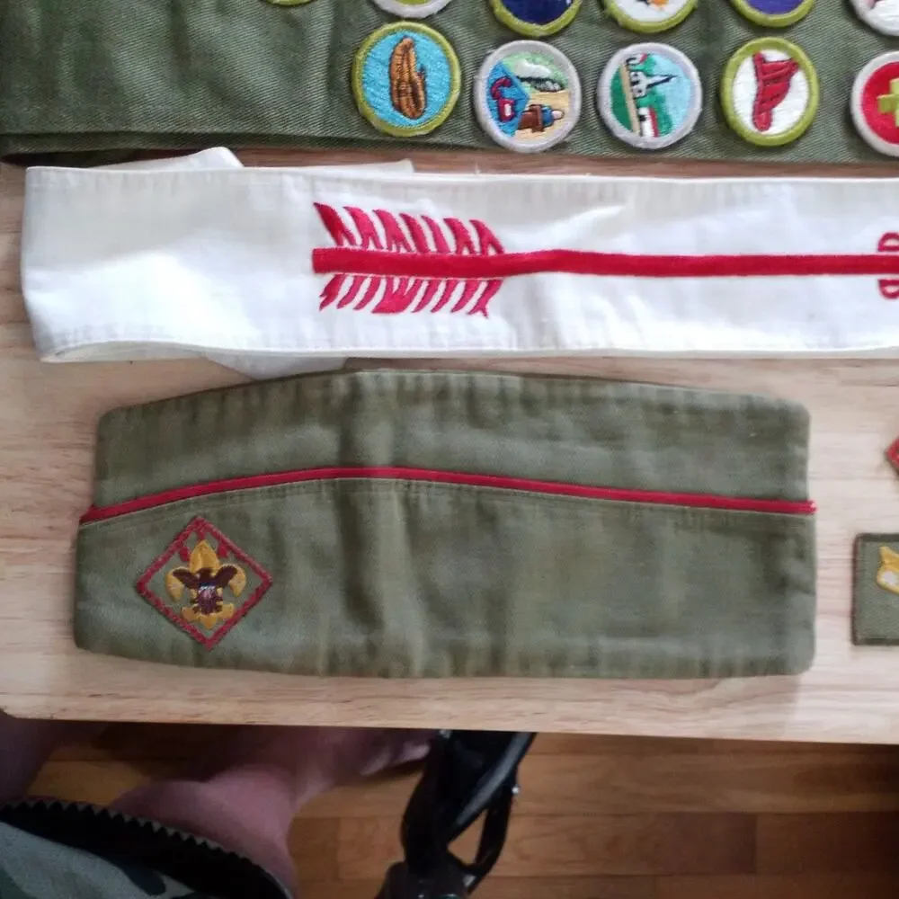 Vtg BSA Boy Scout Lot 50s 60s Vigil Honor OA Sash, Merit Badge Sash, Patches
